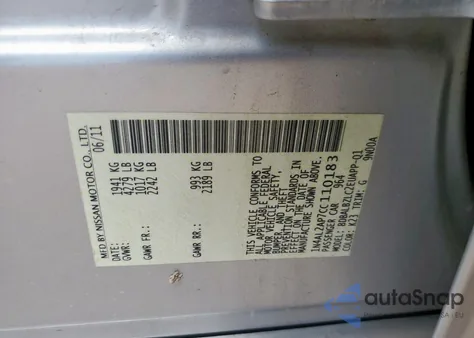 2012 Nissan Altima Base из США, поврежденный, VIN 1N4AL2AP7CC110183